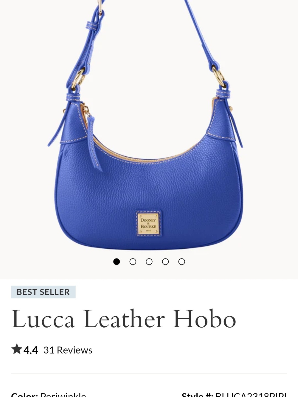Dooney & Bourke Lucca Leather Hobo in Periwinkle Blue